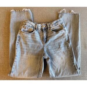 OAT New York Women’s Jeans – Size 0/25 – Light Wash Straight Leg – Raw Hem